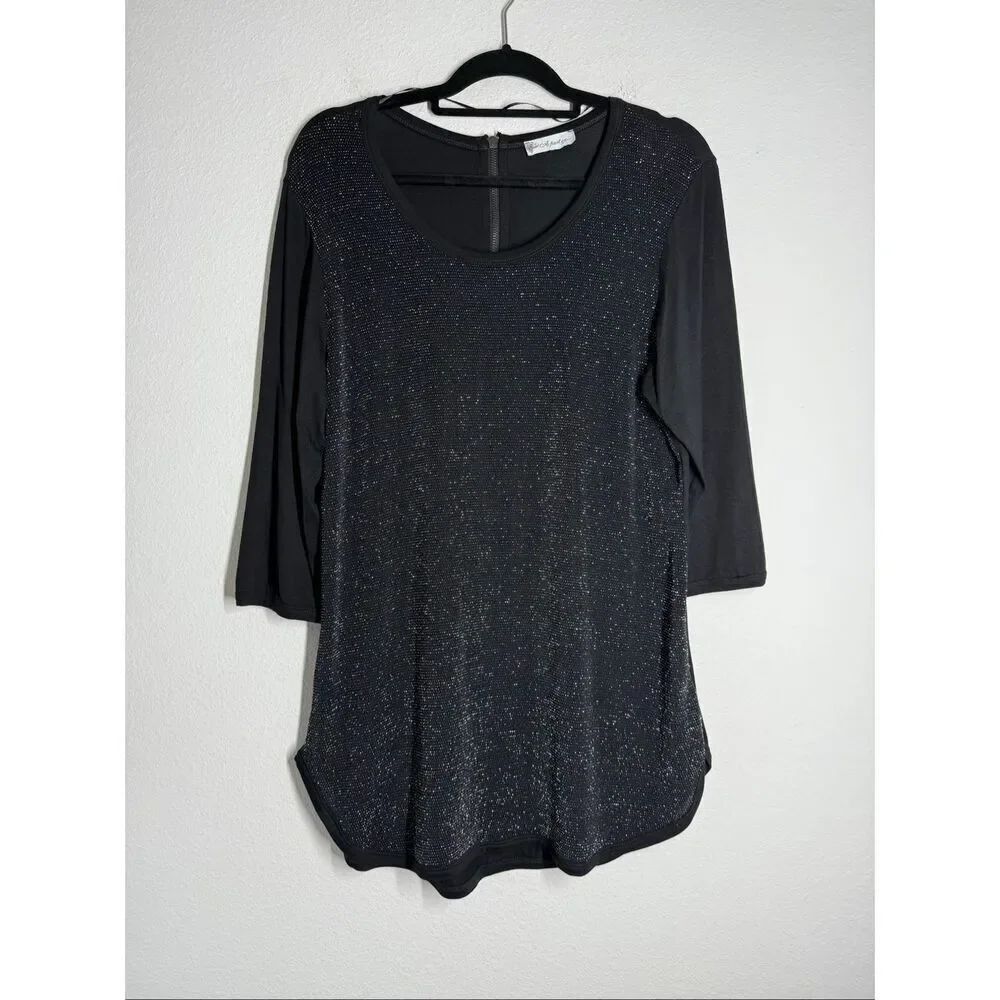 A Part Ça… Women’s Bohemian Black Sparkly Dress Tunic 3/4 Sleeve Sz44/48 Fr/M US